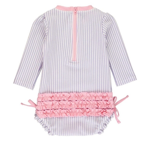 Ruffle Butts Seersucker Lavender Rash Guard 6-12 months - Picture 2 of 5